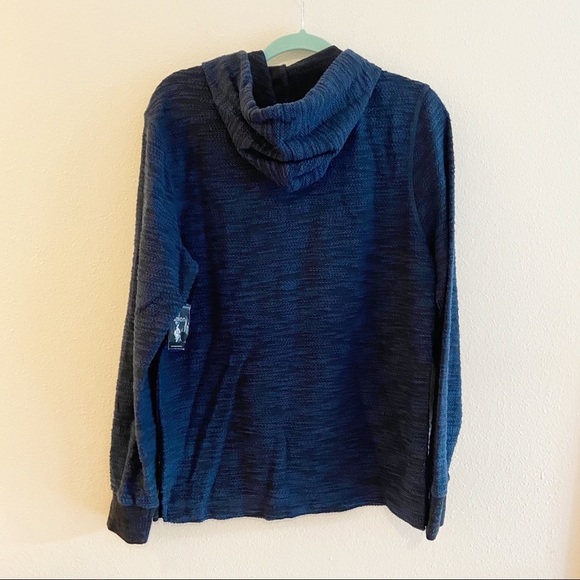 Union Denim Blue Baja Henley Hoodie Pullover Knit Sweatshirt Men Small New - Picture 3 of 9